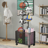 Maxbell Indoor Basketball Storage Rack Volleyball Stand for School Home Kindergarten Black