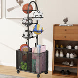 Maxbell Indoor Basketball Storage Rack Volleyball Stand for School Home Kindergarten Black