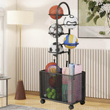 Maxbell Indoor Basketball Storage Rack Volleyball Stand for School Home Kindergarten Black