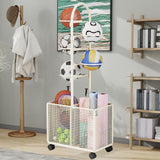 Maxbell Indoor Basketball Storage Rack Volleyball Stand for School Home Kindergarten White