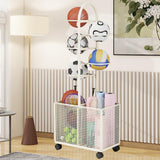 Maxbell Indoor Basketball Storage Rack Volleyball Stand for School Home Kindergarten White
