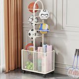 Maxbell Indoor Basketball Storage Rack Volleyball Stand for School Home Kindergarten White