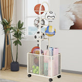 Maxbell Indoor Basketball Storage Rack Volleyball Stand for School Home Kindergarten White