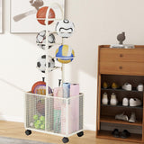 Maxbell Indoor Basketball Storage Rack Volleyball Stand for School Home Kindergarten White