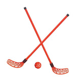 Maxbell Kids Hockey Sticks and Ball Set Sensory Toy for Sports Indoor Party Supplies Red