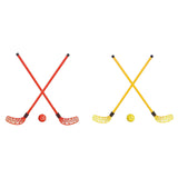 Maxbell Kids Hockey Sticks and Ball Set Sensory Toy for Sports Indoor Party Supplies Red