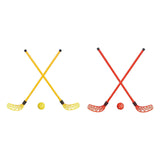 Maxbell Kids Hockey Sticks and Ball Set Sensory Toy for Sports Indoor Party Supplies Red
