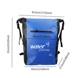 Maxbell 25L PVC Water Resistant Backpack Wear Resistant for Water Sports Storage Bag Blue