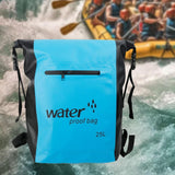 Maxbell 25L PVC Water Resistant Backpack Wear Resistant for Water Sports Storage Bag Light Blue