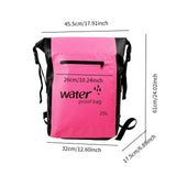 Maxbell 25L PVC Water Resistant Backpack Wear Resistant for Water Sports Storage Bag Pink
