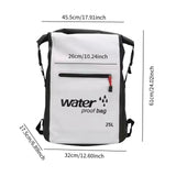 Maxbell 25L PVC Water Resistant Backpack Wear Resistant for Water Sports Storage Bag White