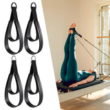 Maxbell 2Pcs D Rings Straps Handle Yoga Home Pilates Double Loop Straps for Reformer Black Rings
