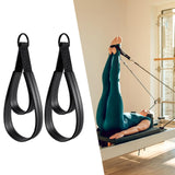 Maxbell 2Pcs D Rings Straps Handle Yoga Home Pilates Double Loop Straps for Reformer Black Rings