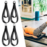 Maxbell 2Pcs D Rings Straps Handle Yoga Home Pilates Double Loop Straps for Reformer Black Rings