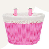 Maxbell Kids Bike Basket with Lining Portable Detachable Decoration Tricycle Baskets Pink