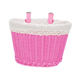 Maxbell Kids Bike Basket with Lining Portable Detachable Decoration Tricycle Baskets Pink