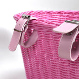 Maxbell Kids Bike Basket with Lining Portable Detachable Decoration Tricycle Baskets Pink