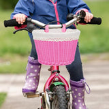 Maxbell Kids Bike Basket with Lining Portable Detachable Decoration Tricycle Baskets Pink