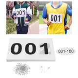 Maxbell 100Pcs Running Bibs 001-100 with Pins for Triathlon Sports Event Competition