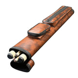 Maxbell Pool Cue Case 4 Holes Travel PU Leather Pouch Billiard Pool Cue Carrying Bag Brown