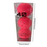 Maxbell 3Pcs Pickleball Balls 40 Holes for Outdoor Courts Sanctioned Tournament Play Rose Red