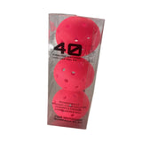 Maxbell 3Pcs Pickleball Balls 40 Holes for Outdoor Courts Sanctioned Tournament Play Rose Red