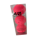 Maxbell 3Pcs Pickleball Balls 40 Holes for Outdoor Courts Sanctioned Tournament Play Rose Red