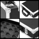 Maxbell Billiard Ball Storage Box Sports PU Leather Aluminum Pool Ball Carrying Case 25cmx25cmx7.5cm