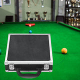 Maxbell Billiard Ball Storage Box Sports PU Leather Aluminum Pool Ball Carrying Case 25cmx25cmx7.5cm