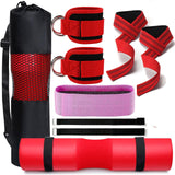 Maxbell Workout Straps Ankle Brace Set for Women Men Strength Training Booty Workout Red