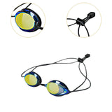 Maxbell Mirror Swim Goggles Wide View Men Women Adjustable Professional Pool Goggles Gold