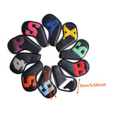 Maxbell 10Pcs PU Golf Iron Covers Practical Wear Resistant Stylish Travel Protectors