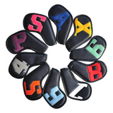 Maxbell 10Pcs PU Golf Iron Covers Practical Wear Resistant Stylish Travel Protectors