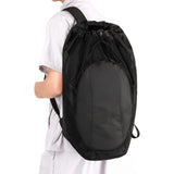 Maxbell Drawstring Backpack Fitness Drawstring Gym Bag for Shopping Badminton Tennis Black