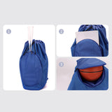 Maxbell Drawstring Backpack Fitness Drawstring Gym Bag for Shopping Badminton Tennis Blue