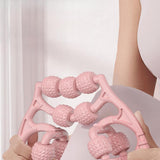 Maxbell Massage Rollers 21 and 4 Wheels Manual Leg Massagers for Travel Outdoor Arms Pink