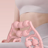 Maxbell Massage Rollers 21 and 4 Wheels Manual Leg Massagers for Travel Outdoor Arms Pink