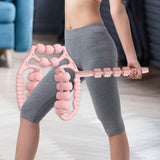 Maxbell Massage Rollers 21 and 4 Wheels Manual Leg Massagers for Travel Outdoor Arms Pink