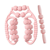 Maxbell Massage Rollers 21 and 4 Wheels Manual Leg Massagers for Travel Outdoor Arms Pink