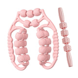 Maxbell Massage Rollers 21 and 4 Wheels Manual Leg Massagers for Travel Outdoor Arms Pink