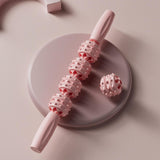 Maxbell Massage Rollers 21 and 4 Wheels Manual Leg Massagers for Travel Outdoor Arms Pink