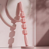 Maxbell Massage Rollers 21 and 4 Wheels Manual Leg Massagers for Travel Outdoor Arms Pink