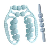 Maxbell Massage Rollers 21 and 4 Wheels Manual Leg Massagers for Travel Outdoor Arms Blue