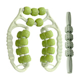 Maxbell Massage Rollers 21 and 4 Wheels Manual Leg Massagers for Travel Outdoor Arms Green