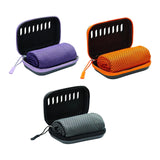 Maxbell 3Pcs Gym Ice Towels with Case Sports Cooling Towels for Travel Exercise Violet Orange Black