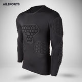 Men Padded Football Compression Shirt Enhanced Spleen Protection Long Sleeve Size S