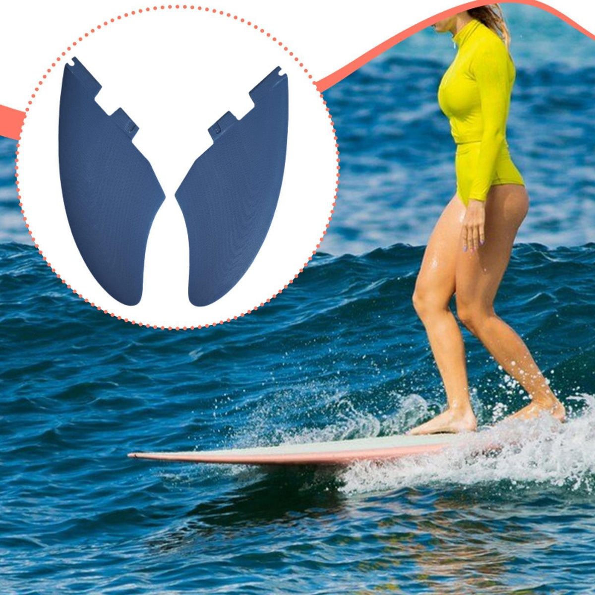 2Pcs Surfboard Fins Portable High Performance Smooth Accessories Lightweight