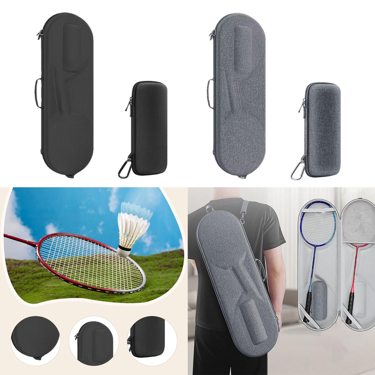 Badminton Racket Case Waterproof for Men Women Handbag with Handle Organizer Black