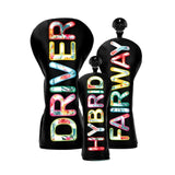 3 Pieces Golf Wood Covers for Men Women Soft Golf Club Head Covers for Woods Black