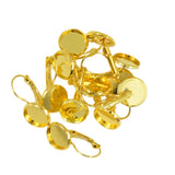 Maxbell 12 pcs Earring Wire Hook Findings Cabochon Setting Disc Round Jewelry Gold - Aladdin Shoppers